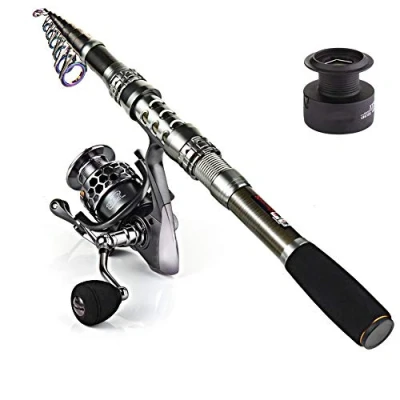 Image of Sougayilang Spinning Fishing Rod and Reel Combos Portable Telescopic Pole reels for Travel Saltwater Freshwater