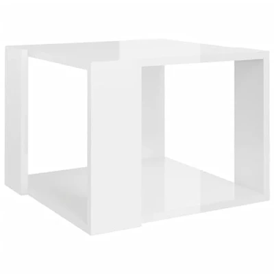 Image of vidaXL Coffee Table High Gloss White Engineered Wood Furniture Cabinet Set