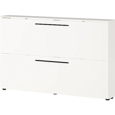 Image of Germania shoe rack 2575 84 GW Utah, in white, with space for 8 pairs of shoes, shallow depth, ideal narrow corridors, 100 x 85 19 cm (WxHxD)