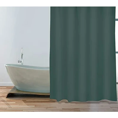 Image of MSV Anti Mould Shower Curtain, Bacterial, Washable, Waterproof, Polyester, 180x200cm, Dark Green