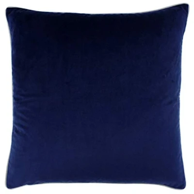 Image of Paoletti Meridian Piped Velvet Feather Filled Cushion Navy One Size
