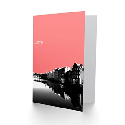 Image of Wee Blue Coo Leith Shore Edinburgh Scottish Landmark Coral Greetings Card