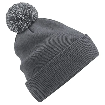 Image of Beechfield Recycled Snowstar Beanie Stylish Ribbed Cuff Graphite Grey/Light Grey
