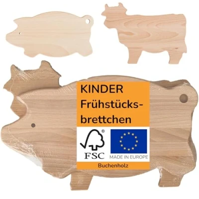 Image of FournierWerk Children&#039;s Breakfast Board Wood (FSC) Made in Europe, Gift Boy and Girl, Wooden Board, Bread Chopping Boards