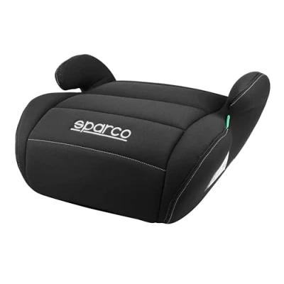Image of Sparco Child Car Seat Booster Black i Size for Boys and Girls. Approved ECE R129/03 125 150 cm. with 3 cm Washable Cover. Made of High Resistance ABS