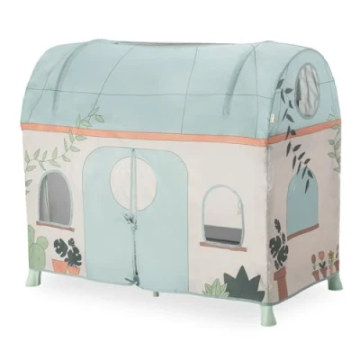 Image of hauck Travel Cot Cover, Plants Play Tent for Cots with Zipper Hatch &amp; Mesh Windows, Fits All Baby 120cm x 60cm, Role Playing Toddlers