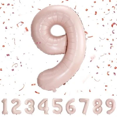 Image of Number Balloons 9,Baby Pink 9 Balloon 40 Inch Giant Helium Foil for Boys Girls Party Decor Birthday Anniversary Graduation Decorations Supplies