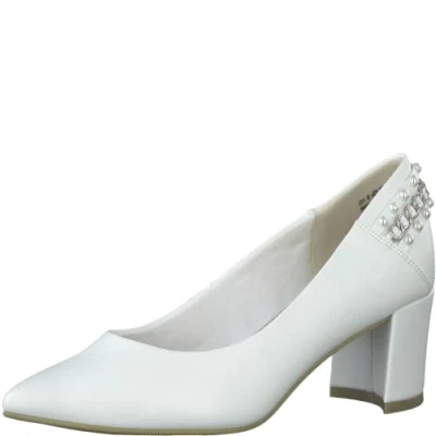 Image of MARCO TOZZI Women&#039;s Block Heel, Soft Feel me Footbed, Ideal for Business and Leisure 2 22401 20 Pump, White, 4.5 UK