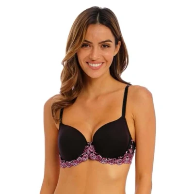 Image of Wacoal Embrace Lace Contour Bra Black/Berry Multi Black 36DD
