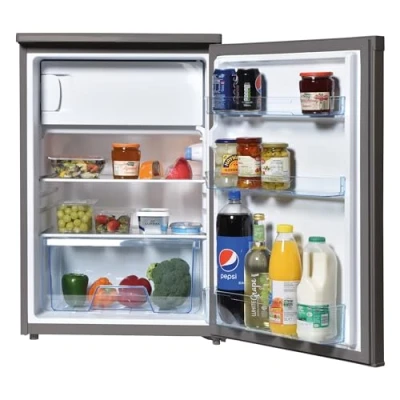 Image of Igenix IG155X Freestanding Under Counter Fridge With 2 Adjustable Shelves, 1 Salad Drawer, 3 Door Reversible Door, 95 Litre Capacity Fridge, 14 Ice Box, 55 cm Wide, Inox