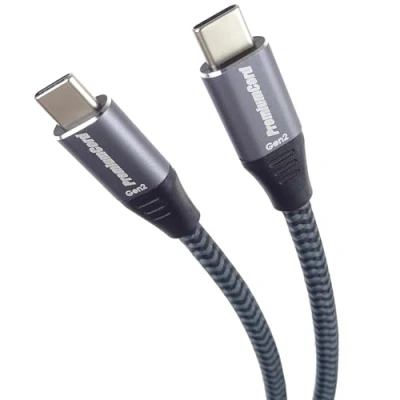 Image of PremiumCord USB C 3.2 Gen 2x2 Connection Cable, Data Cable SuperSpeed up to 20 Gbit/s, Charging 5A, Generation 2 x Type Plug, Colour Black/Grey, Length 1 m
