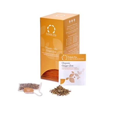 Image of Solaris Tea Organic Ginger Zest 100% Whole Leaf Certified Vegan 40x Biodegradable Stitched Teabags, (1 x 80 g)