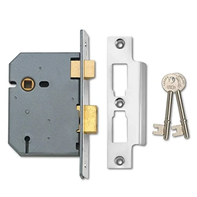 Image of Union Locks 2277 3 Lever Mortice Sash Lock 77.5mm Satin Chrome (Visi Pack)