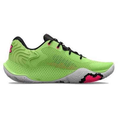 Image of Under Armour Unisex Ua Spawn 4 Basketball Shoes Court Performancence, Neon Green Black, 6 UK
