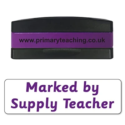 Image of Stackable Marked By Supply Teacher Pre Inked School Teachers Feedback Marking Stamper Stamp 44x13mm Primary Teaching Services