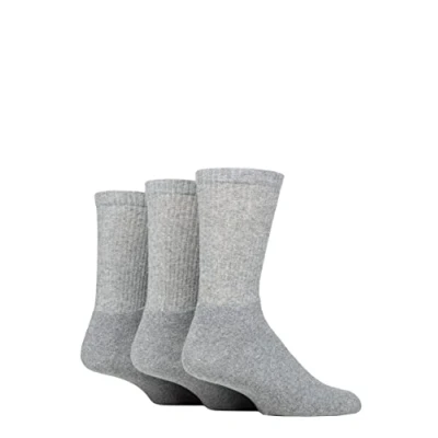 Image of Mens 3 Pair SOCKSHOP TORE 100% Recycled Plain Cotton Sports Socks Grey 7 11