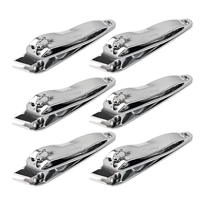 Image of sourcingmap 6 PCS Nail Clippers Set, Sharp Metal Slanted Edge Toenail Fingernail Clippers, Manicure Tool Pedicure Silver Cutter for Women Men Cleaner