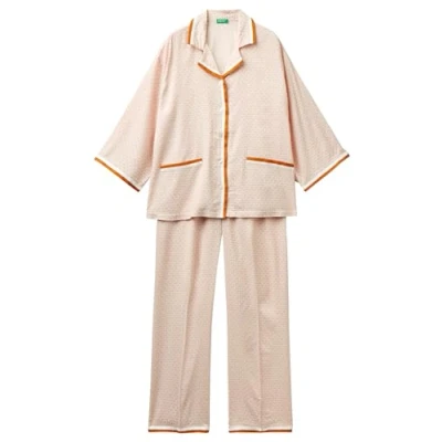 Image of United Colors of Benetton Women&#039;s Pig(Shirt+Pant) 41hh3p00e Pajama Set, Pastel Pink 61q, XS