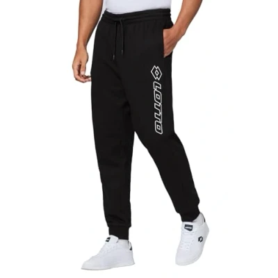 Image of Lotto Men&#039;s Jogging Bottoms, Size M XXL, Tracksuit Side Pockets &amp; Logo Print Thighs, Sports Trousers, Long, Elastic Waistband Drawstring, Casual Made of Cotton Mix,