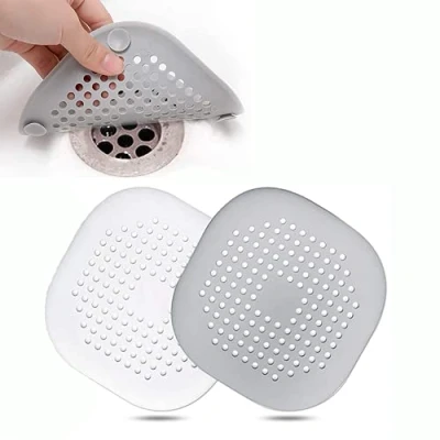 Image of 2 Pcs Silicone Drain Protector with Sucker, Sink Strainer Protector, Shower Covers Hair Catcher, Plug Trap Filter for Bathroom, Bathtub, Kitchen