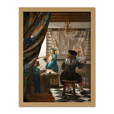Image of Jan Vermeer The Art Of Painting Large Framed Print Poster Wall Decor 18x24