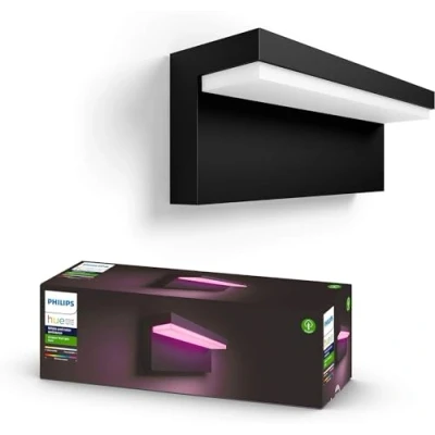 Image of Philips Hue Nyro White and Colour Ambiance LED Smart Outdoor Wall Light for Garden, Patio. [Black] Compatible with Alexa, Google Assistant Apple HomeKit