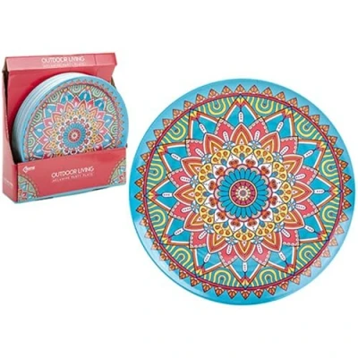 Image of Stylish Multicolor Melamine Plate Moroccan Design 27.94cm (1 Pc.) Premium Quality Ideal for Everyday Dining &amp; Occasions