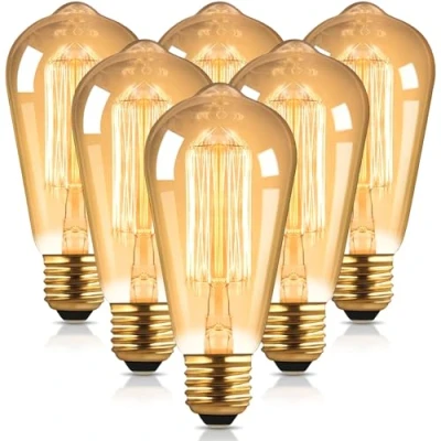 Image of Nottac E27 Vintage Edison Light Bulb, ST64 40W Warm Whtie, Pack of 6
