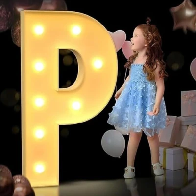 Image of 120cm/4FT Light Up Letter P, Marquee Letters, Mosaic Giant Anniversary Party Decorations, Birthday Wedding DIY Decor