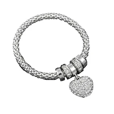 Image of Equilibrium Silver Diamante Heart Charm Bracelet
