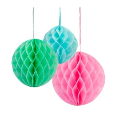 Image of Talking Tables Paper Pastel Honeycomb Hanging Party Decorations in Mint Green, Blue and Pink Birthday, Baby Shower, Festival, Wedding Pack of 3