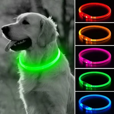 Image of BSEEN Light Up Dog Collar Glowing LED Collar, TPU Cuttable Lighted Puppy Rechargeable Walking for Small Medium Large Dogs (Green)