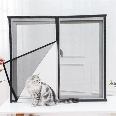 Image of Custom Size Cat Safety Window Net, Pet Proof Protection Nets, Fly Screen Netting Anti Mosquito Insect,Proof Balcony Mesh (with Zipper)
