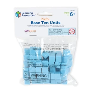 Image of Learning Resources Grooved Plastic Base 10 Units Set of 100, Blue