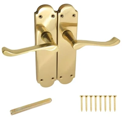 Image of 4 Sets of 168mm Polished Brass Victorian Regency Latch Handles