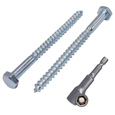 Image of (Pack of 40 pcs) DIN 571 Zinc Plated Steel Hexagon Wood Screws M8 x 120 mm, Coach Screws, Hex Screw, Lag Bolts, Head (40, mm)