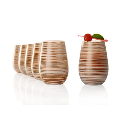 Image of Stölzle Lausitz Twister Glasses 465 ml White Bronze I Drinking Set of 6 Dishwasher Safe High Break Resistance Universal as Water Juice or Long Drink