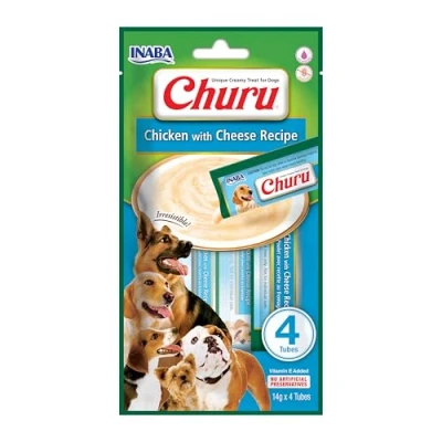 Image of Churu Sticks by INABA Dog Treat Chicken &amp; Cheese Flavour (4 x 14g) / Soft Creamy Treat, Delicious Healthy Snack, Food Topper, Pill Assist, Training Natural, Grain Free