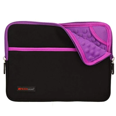 Image of TECHGEAR Pro Sleeve [10] Slim Neoprene Zipped Pocket Pouch Case, Anti Shock Bubble Interior fits iPad 10.9, 10.2, 9.7&quot;, 11, 10.5, Air 4 3 2, 2 PURPLE