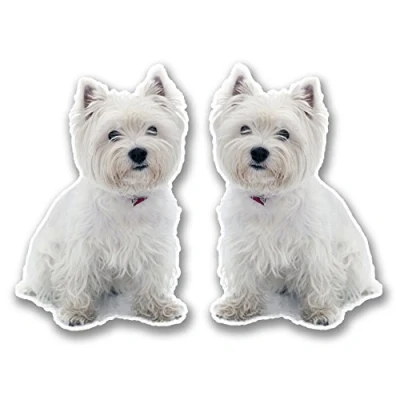 Image of 2 x 10cm West Highland Terrier Vinyl Stickers Decals Laptop Car Westie Dog #6292 (6.5cm Wide Tall)