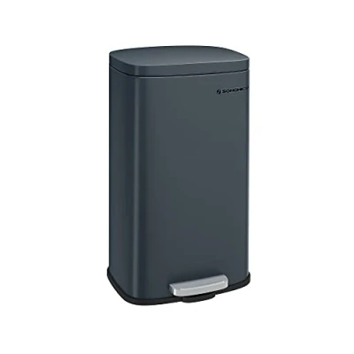 Image of SONGMICS Kitchen Bin 30L, Pedal Bin, Rubbish with Soft Close Lid and Inner Bucket, Steel, Silver LTB03NL