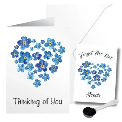 Image of Funeral Sympathy Card/Condolences Card With Gift of Forget Me Not Seeds Matching Seed Packet Memory Thinking You