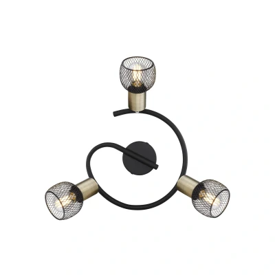 Image of Globo Fiastra ceiling light, black/antique brass, 3 bulb