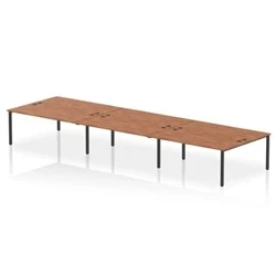 Image of Impulse Bench B2B 6 Person 1800 Black Frame Office Desk Walnut