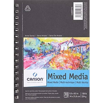 Image of Canson Mix Media Pad 5.5 x 8.5 inch 30 Sheets, Acrylic, Multicolour, 17.14x21.59x1.9 cm