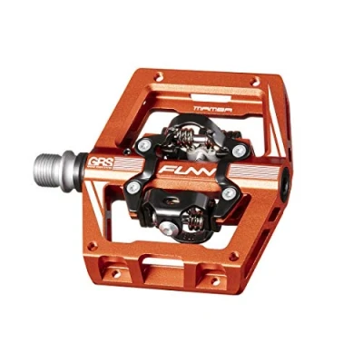Image of Funn Mamba S MTB Clipless Pedals, Double Sided Clip Compact Platform Mountain Bike Compatible with SPD Cleats, 9/16 Inch CrMo Axle Bicycle Pedals for MTB/BMX/Gravel Cycling(Orange)