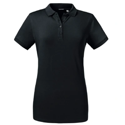 Image of Russell Athletic Womens/Ladies Tailored Stretch Polo (Black) Size X Small
