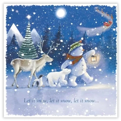 Image of GBCC Charity Christmas Cards Pack of 10 with Snowman and Winter Animals Design Eco Friendly Xmas Multipack Envelopes