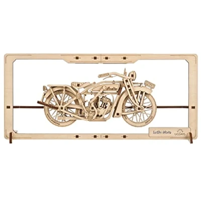 Image of UGEARS Indie Moto 2.5D Puzzle Wooden Motorcycle Model Kits for Adults Motorbike Kit to Build Building Toy Original Wall Art DIY Experience 3D Enthusiasts