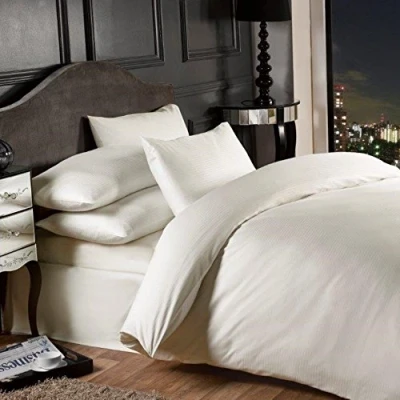 Image of Emma Barclay Grosvenor 1000 Thread Count Pin Stripe Duvet Set in Cream Super King Bed
